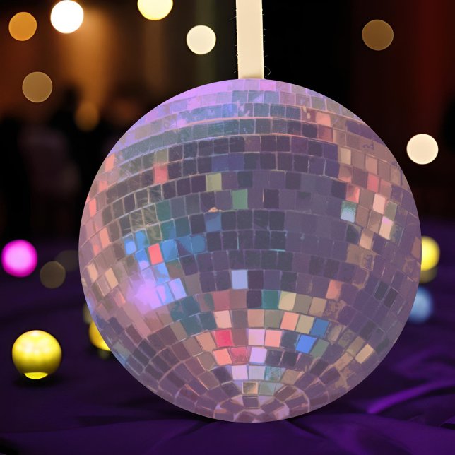 Sticker Rond Miroir disco boule danse abstraite violette (Vibrant purple mirror ball disco dance party stickers add glam and retro boogie to your invitations.)