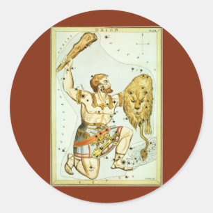 Sticker Rond Miroir d'Urania, carte céleste d'astronomie vintag