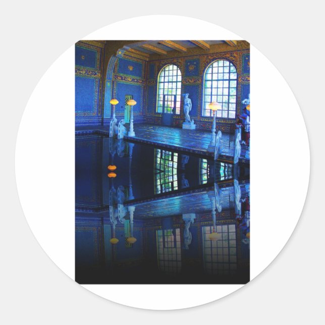Sticker Rond Mirror Image Hearst Castle Piscine intérieure (Devant)