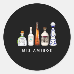 Sticker Rond Mis Amigos Tequila Funny Cinco De Mayo Parc Mexica