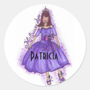 STICKER ROND MIS QUINCE ANOS - PURPLE