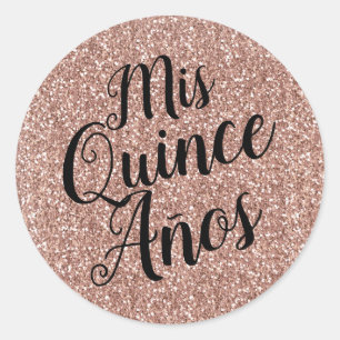 Sticker Rond Mis Quince Años Quinceañera Rose Parties scintilla