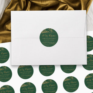 Sticker Rond Mis Quince Emerald Green et Gold Leaf 15 Anniversa