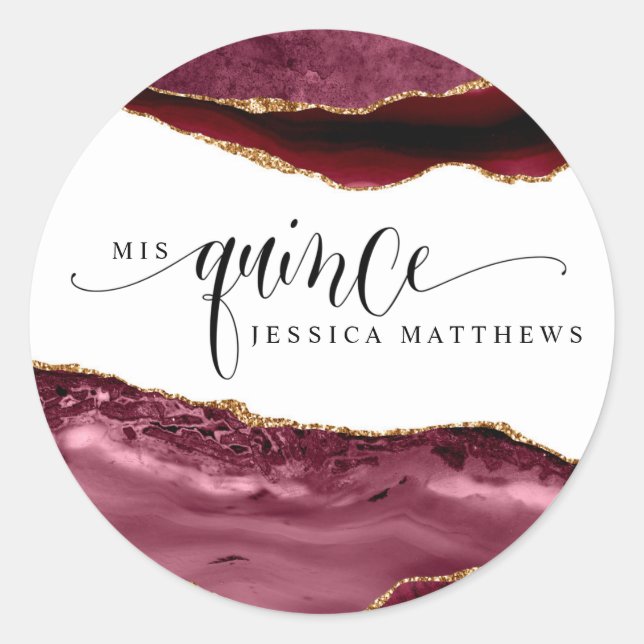 Sticker Rond Mis Quince, Espagnol, Rouge Bourgogne, Agate Berry (Devant)