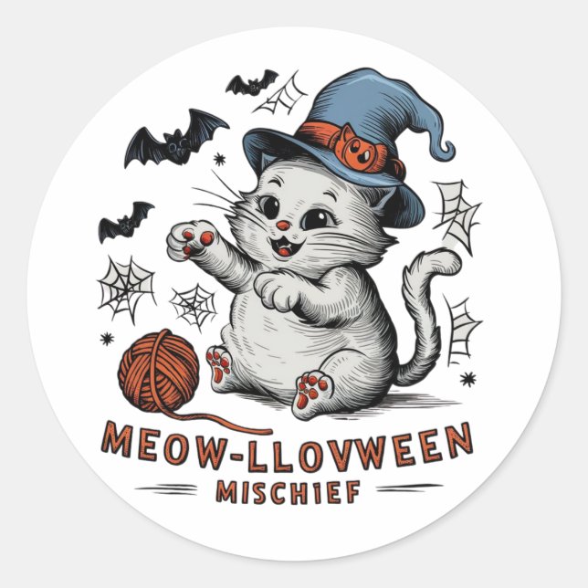 Sticker Rond Mischief Meow-lloween (Devant)
