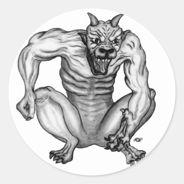 Sticker Rond Mischwesen - Troll Teufel und Golem (Devant)