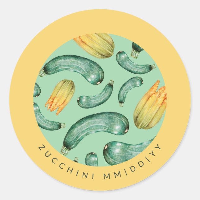 Sticker Rond Mise en conserve | Date | Courgette (Devant)