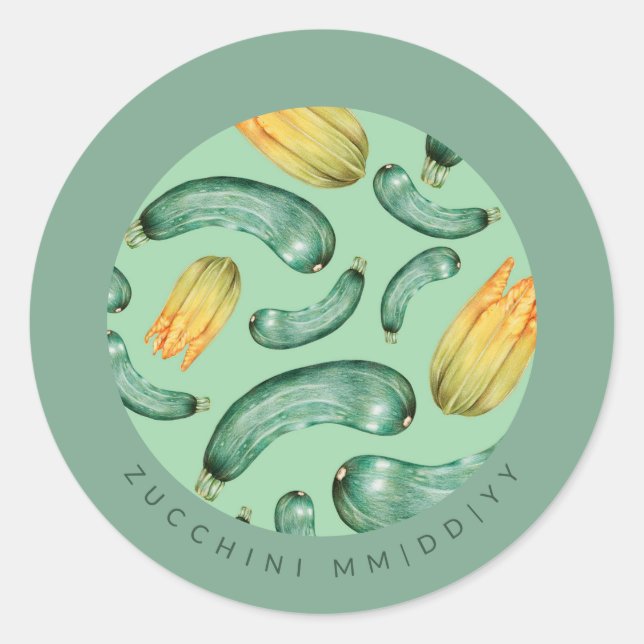 Sticker Rond Mise en conserve | Date | Courgette (Devant)