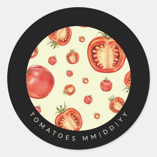 Sticker Rond Mise en conserve | Date | Tomates (Devant)