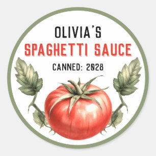 Sticker Rond Mise en conserve de sauce spaghetti de style vinta