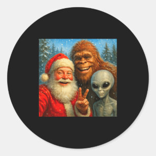Sticker Rond Mise en scène drôle de chat avec le Père Noël &