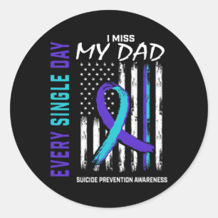 Sticker Rond Miss Mon Papa Prévention Suicide Américain