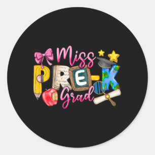 Sticker Rond Miss Pré-k Grad Graduation Chemise Fille Enfant De