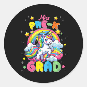 Sticker Rond Miss Pre K Grad Unicorn Dernière Journée De Diplôm