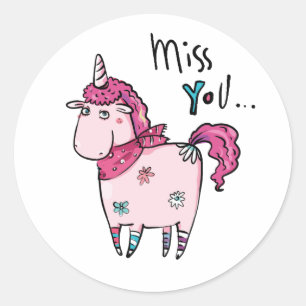 Sticker Rond Miss Unicorn
