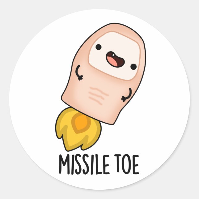 Sticker Rond Missile Toe drôle Mistletoe Pun (Devant)