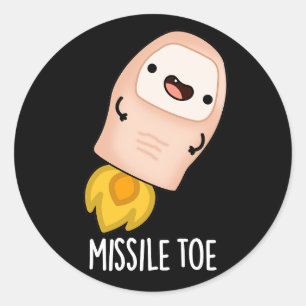 Sticker Rond Missile Toe drôle Mistletoe Pun Dark BG