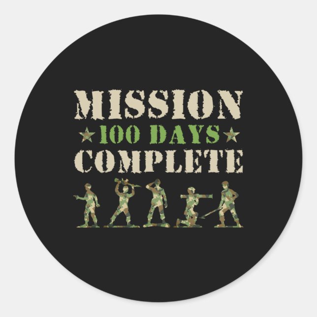 Sticker Rond Mission 100 Jours D'École Complète Garçon Étudiant (Devant)