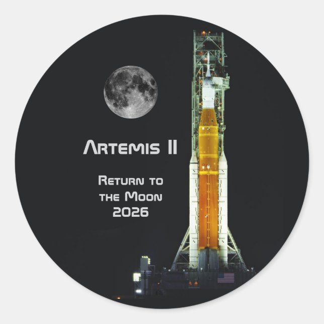 Sticker Rond Mission Artemis II sur la Lune (Devant)