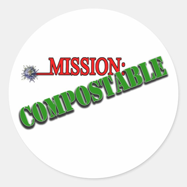 Sticker Rond Mission : COMPOSTABLE (Devant)