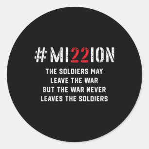 Sticker Rond Mission Sauver 22 Vies de Vétérans par Jour Sensib