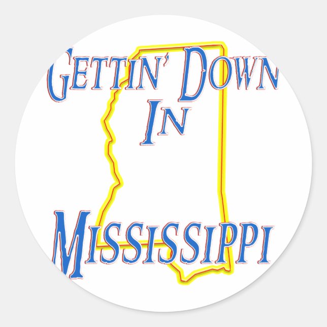 Sticker Rond Mississippi - Gettin' Down (Devant)