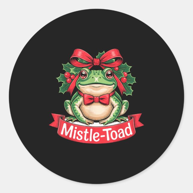 Sticker Rond Mistle-toad Funny Christmas Toad Pun  (Devant)
