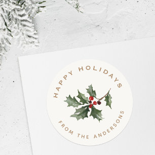 Sticker Rond Mistletoe de Noël Nom de famille Cadeau