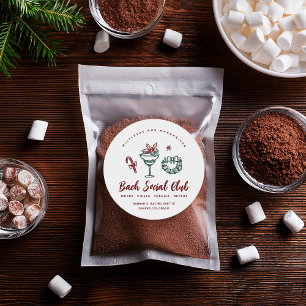 Sticker Rond Mistletoe et Margaritas   Bachelorette de Noël