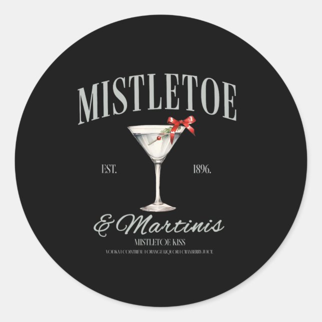 Sticker Rond Mistletoe Et Martinis Tail Christmas Espresso Mar (Devant)