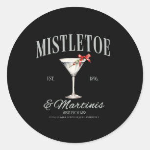 Sticker Rond Mistletoe Et Martinis Tail Christmas Espresso Mar