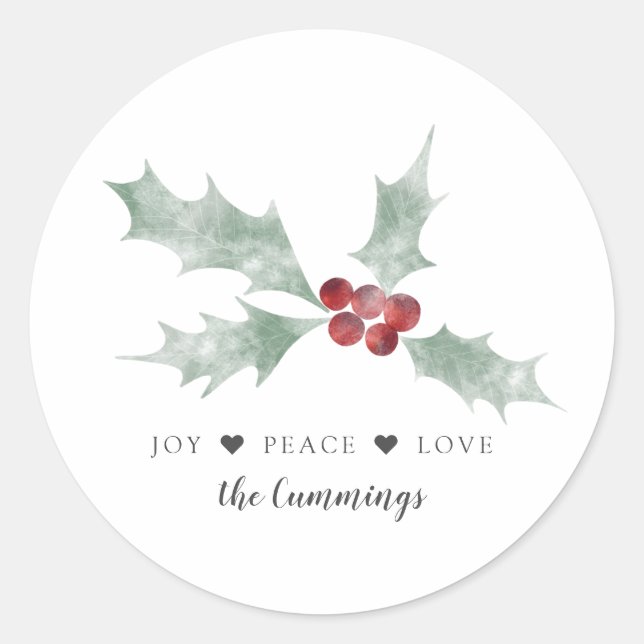 Sticker Rond Mistletoe Joy Peace Love Noël (Devant)