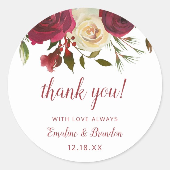 Sticker Rond Mistletoe Manor Aquarelle Chic Merci Mariage (Devant)