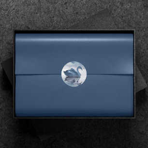 Sticker Rond Misty Reflections   Dusty Blue Swan Lake Mariage