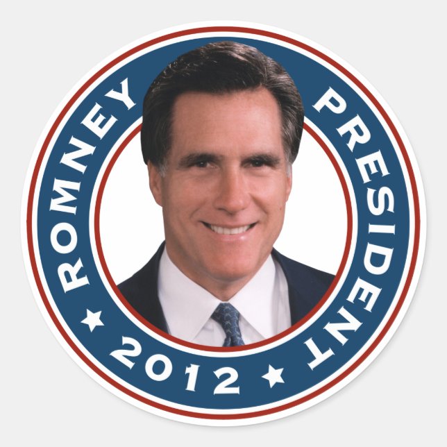 Sticker Rond Mitt Romney Président 2012 (Devant)