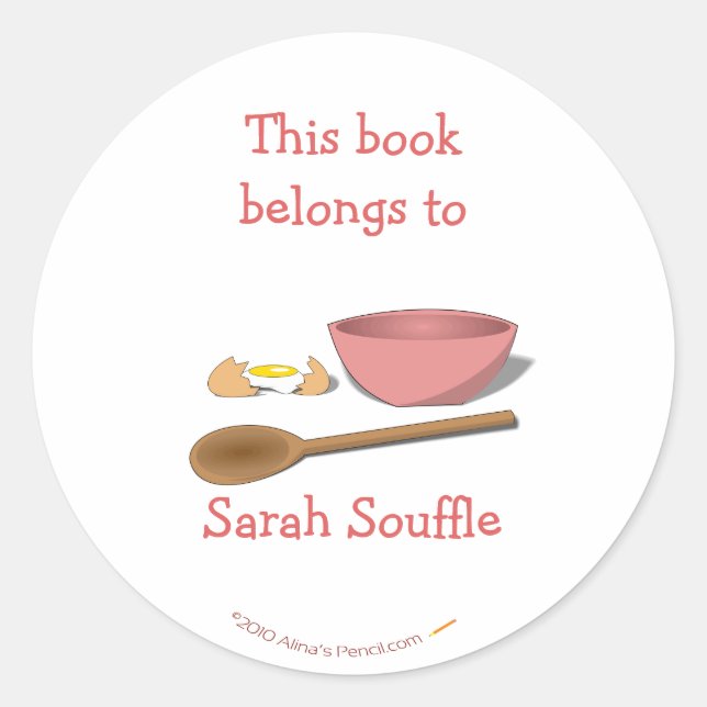 Sticker Rond Mixer Bowl Custom Cookbook Bookplate Modèle (Devant)
