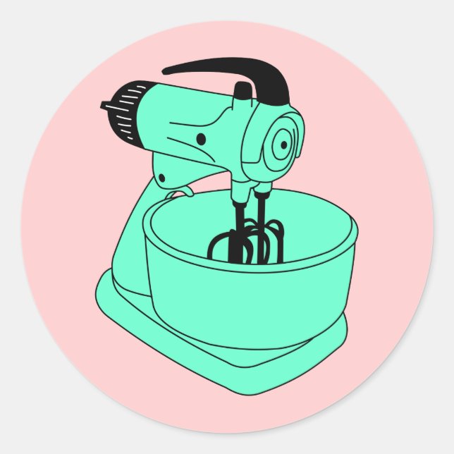 Sticker Rond Mixmaster de faisceau de soleil vert vintage (Devant)