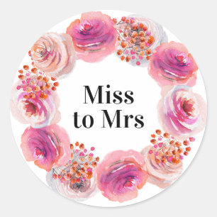 Sticker Rond Mlle à Mme Fête des mariées Bright Floral