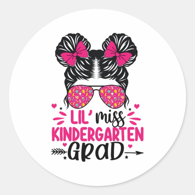 Sticker Rond Mlle Kindergarten Grad Graduation Girls Graduated  (Devant)