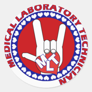 STICKER ROND MLT TECHNOLOGUE DE LABORATOIRE MÉDICALE J'AIME ASL