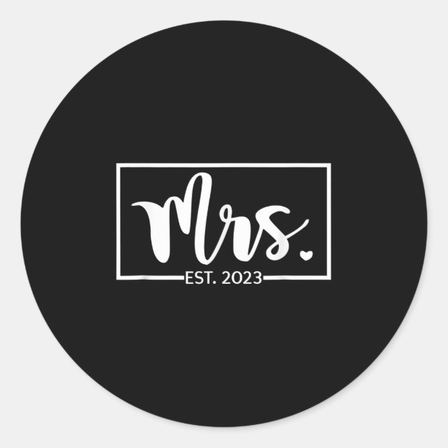 Sticker Rond Mme Est. 2023 Femme Mariée Mariage Gif (Devant)