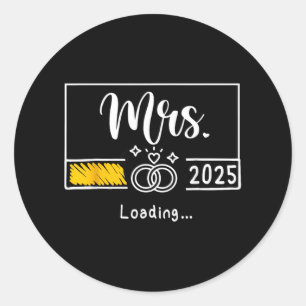 Sticker Rond Mme Est. 2025 Chargement d'une femme Mariage marié