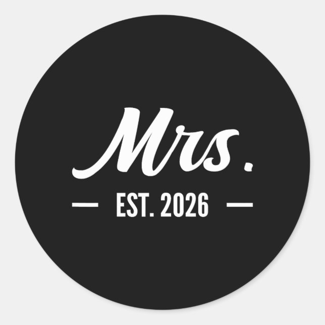 Sticker Rond Mme Est 2026 Mariée Promue à M et Mme (Devant)