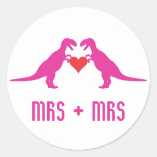 Sticker Rond Mme+Mme - L'amour c'est l'amour Dinosaures