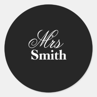 Sticker Rond Mme Nom personnalisé Noir Blanc