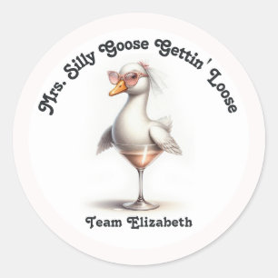 Sticker Rond Mme Oie Folle Déchaînée Enterrement de Vie de Jeun