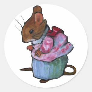 Sticker Rond Mme Tittlemouse, après Beatrix Potter : Pastel