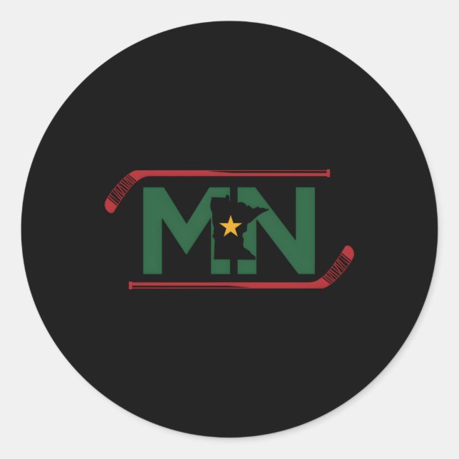 Sticker Rond Mn État Du Hockey (Devant)