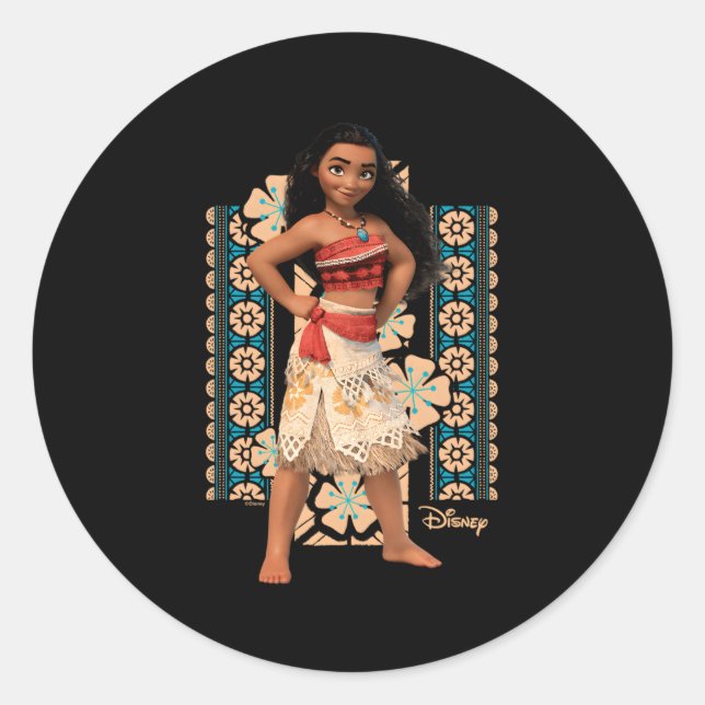 Sticker Rond Moana Orange Et Bleu (Devant)