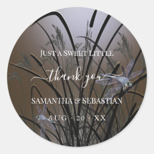 Sticker Rond Mocha Brown Dragonflies Merci